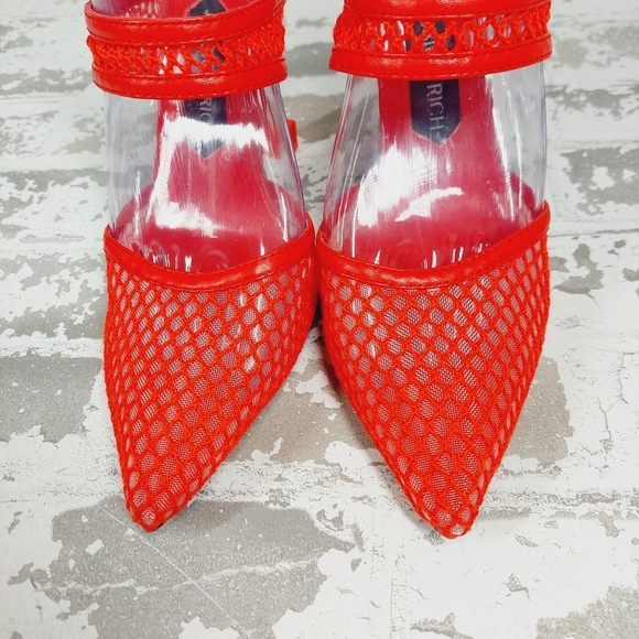 New JESSICA RICH Ysabelle Fishnet Red Pointed Toe Pum X133 - Picture 5 of 13